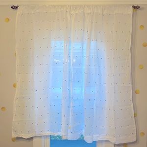Pottery barn sheer purple polka dot embroidered curtain 2 panels